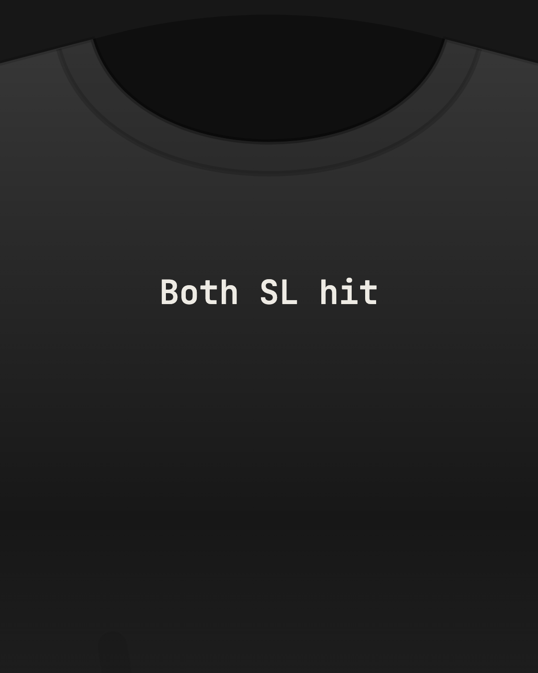 Close-up of a black tee with “Both SL hit” printed small in off-white on the chest