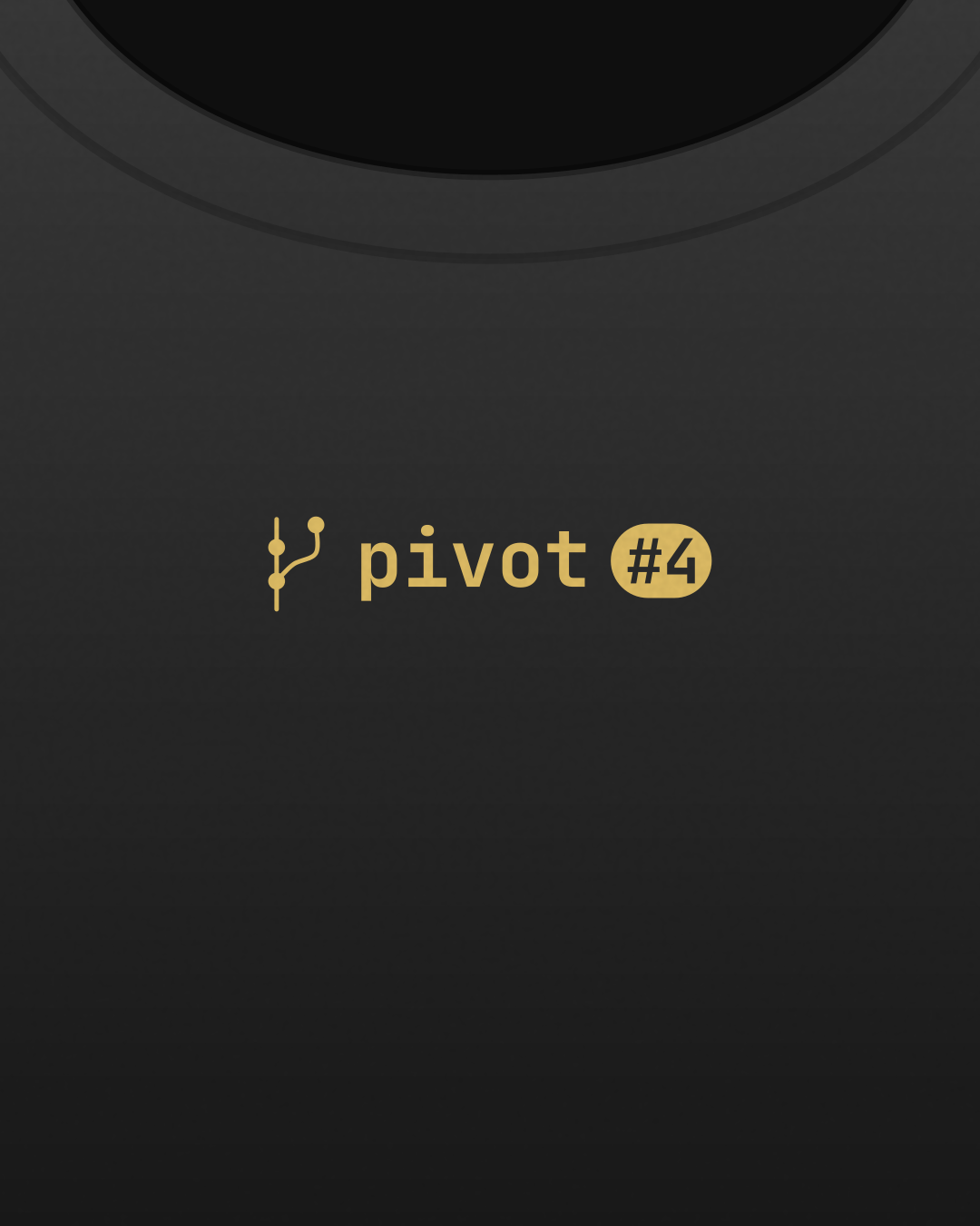 Close-up of the “pivot #4” print in butter on a jet black tee
